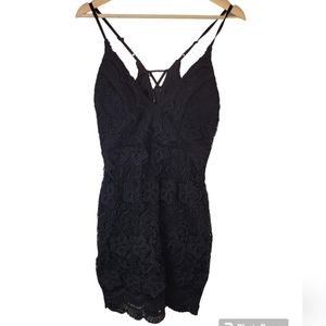 Rumor Women's Crochet Knit Little Black Dress Size Medium